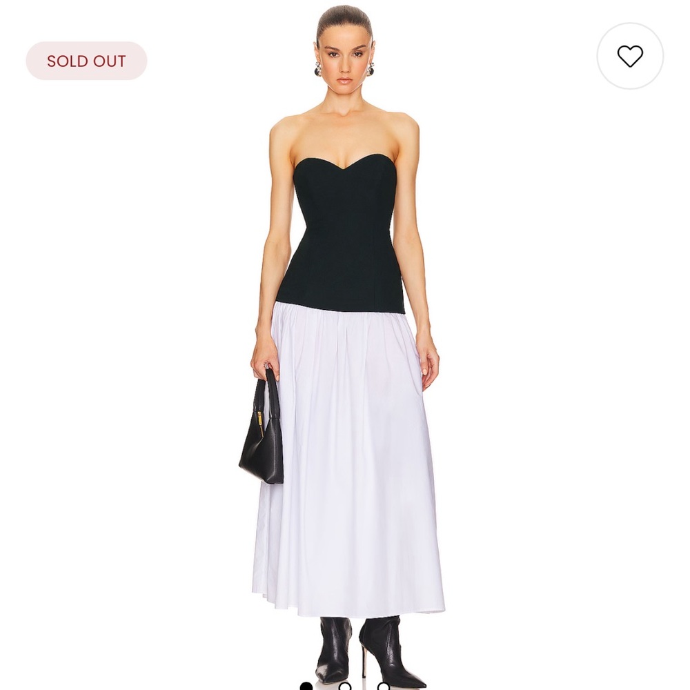 Helsa Faille Colorblock Midi Dress in Black & White Strapless  Maxi Dress